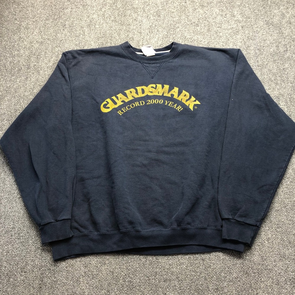 Vintage Champion Guardsmark Crewneck Sweatshirt Mens XXL Navy Blue Y2K Graphic